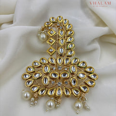 Royal Polki Kundan Turban Brooch with Pearl Drops