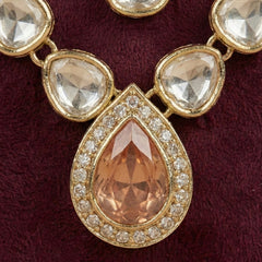 Pastel Peach Emerald & Kundan 2-Layer Dulha Mala