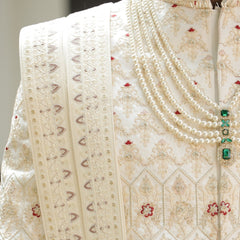Ivory Embroidered Groom Dupatta with Subtle Thread Work