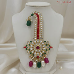 Grand Multicolor Stone and Pearl Turban Brooch