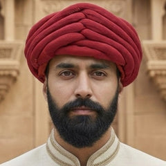 Classic Deep Red Textured Rajasthani Pagdi