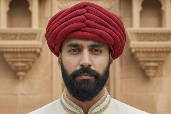 Classic Deep Red Textured Rajasthani Pagdi