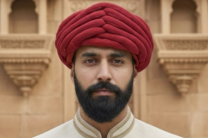 Classic Deep Red Textured Rajasthani Pagdi