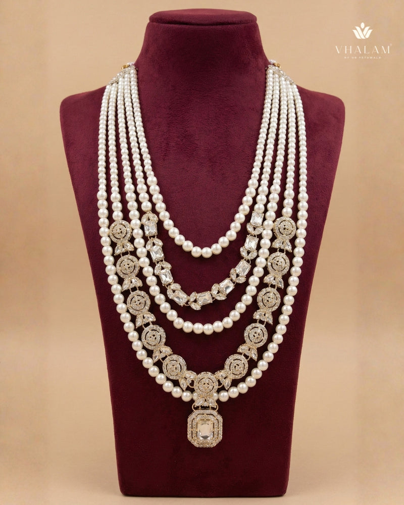 Groom Pearl & Heavy Kundan Polki Multi-Layer Mala