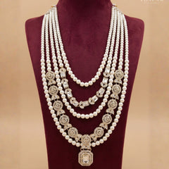 Groom Pearl & Heavy Kundan Polki Multi-Layer Mala