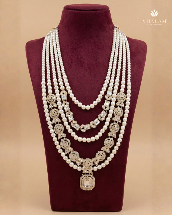 Groom Pearl & Heavy Kundan Polki Multi-Layer Mala