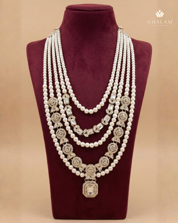 Groom Pearl & Heavy Kundan Polki Multi-Layer Mala