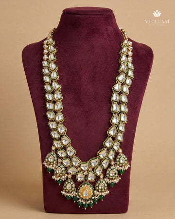 Groom Heavy Polki Green Meenakari Mala