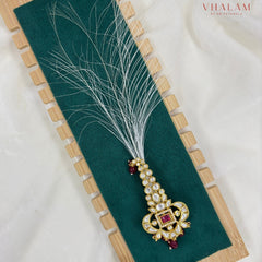 Royal Ruby Polki Brooch with Beaded Drops