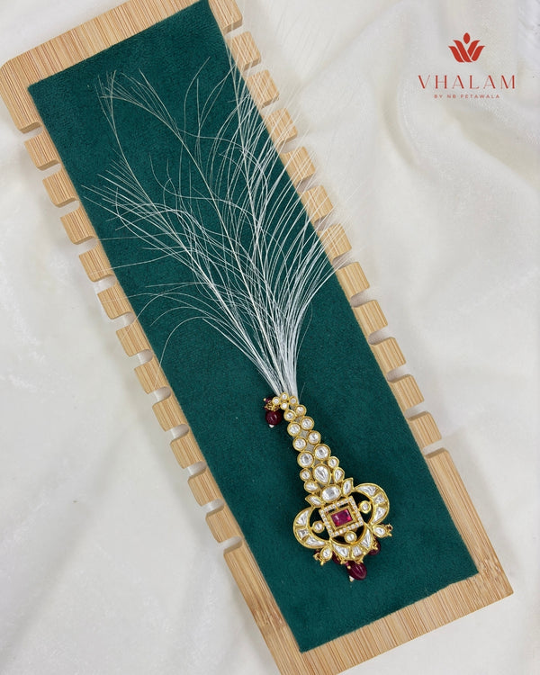 Royal Ruby Polki Brooch with Beaded Drops