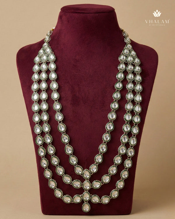 Groom Polki Tear-Drop Green Meenakari Mala