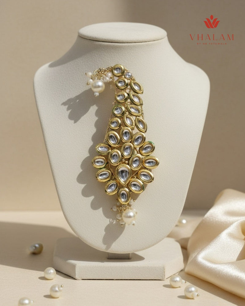 Classic White Polki Kundan Turban Brooch