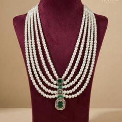 Dulha Pearl & Emerald Green Multi-Layer Mala