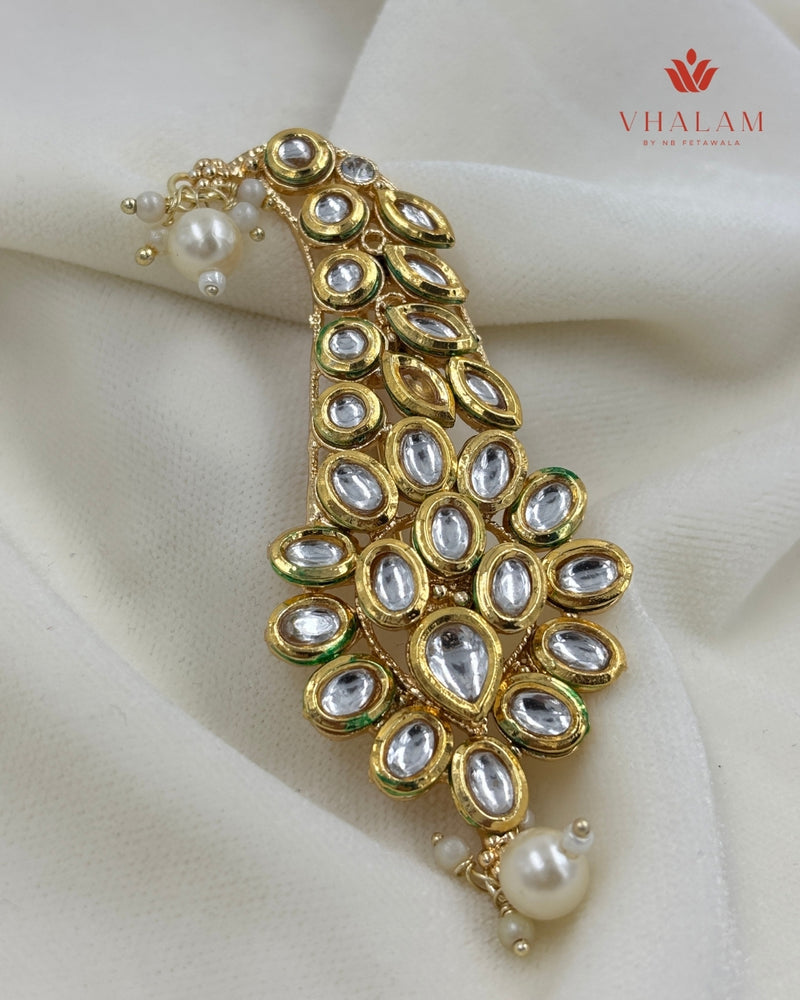 Classic White Polki Kundan Turban Brooch