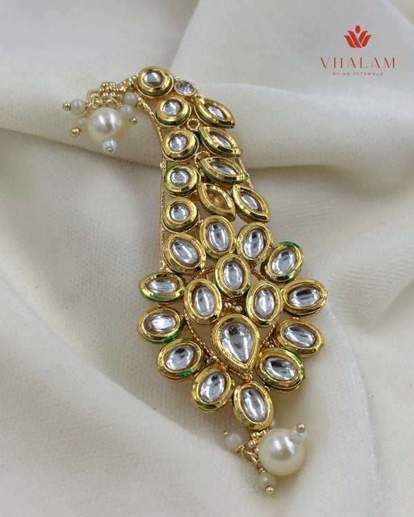 Classic White Polki Kundan Turban Brooch