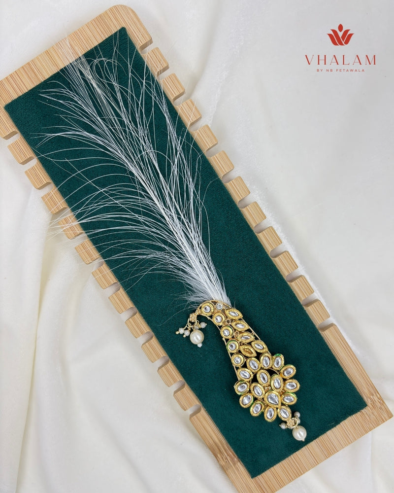 Classic White Polki Kundan Turban Brooch