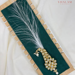 Classic White Polki Kundan Turban Brooch