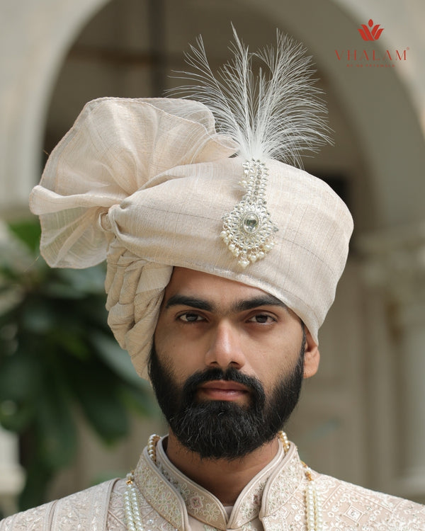 6-Piece Groom's Set for Champagne Beige/ Light Gold Sherwani