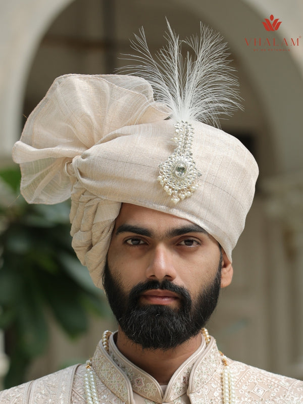6-Piece Groom's Set for Champagne Beige/ Light Gold Sherwani