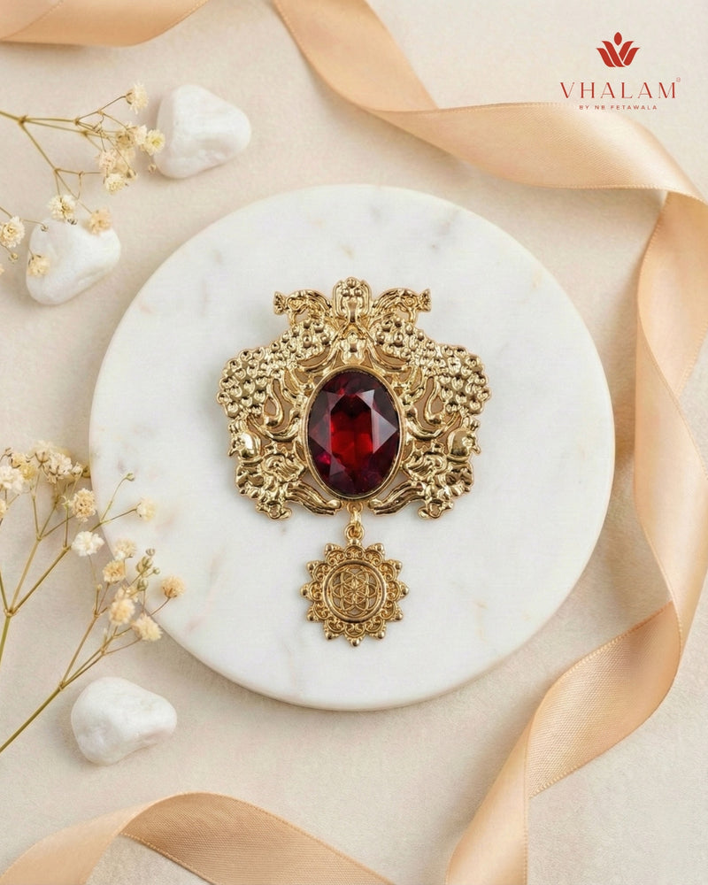 Shahi Mayura Ruby Heritage Brooch