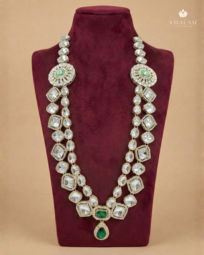 Emerald Heritage Double-Layer Polished Gold Mala