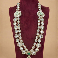 Emerald Heritage Double-Layer Polished Gold Mala