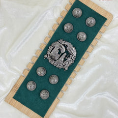 Shahi Barat Antique Silver Brooch & Button Set