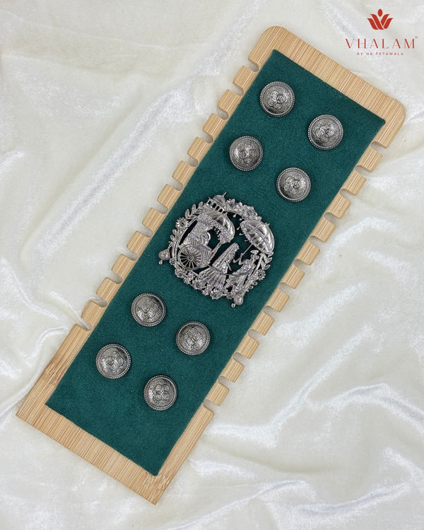 Shahi Barat Antique Silver Brooch & Button Set