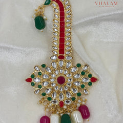 Grand Multicolor Stone and Pearl Turban Brooch