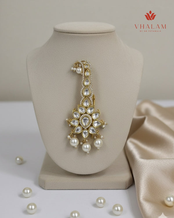 Minimal Crystal Floral Kundan Turban Brooch