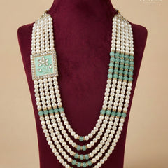 Dulha Mint Green Meenakari Pearl Multi-Layer Mala