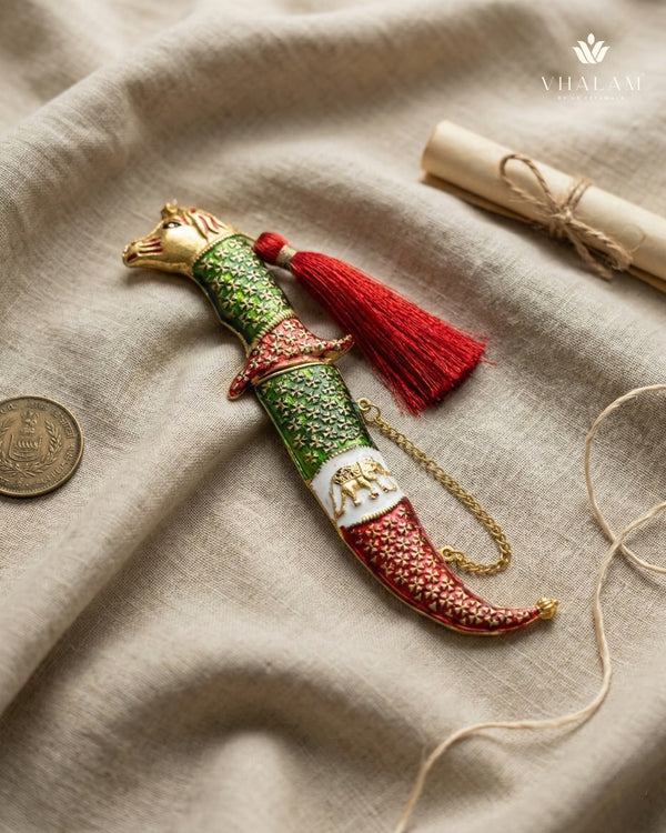 Tricolor Meenakari Stallion Katar: Heavy Metal (153g | 8.5-Inch)