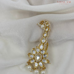 Minimal Crystal Floral Kundan Turban Brooch