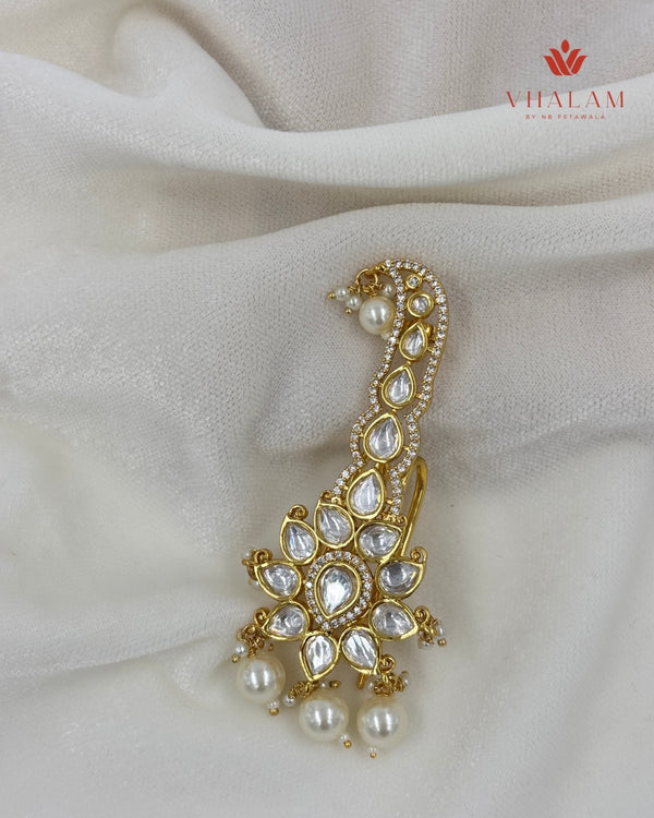 Minimal Crystal Floral Kundan Turban Brooch