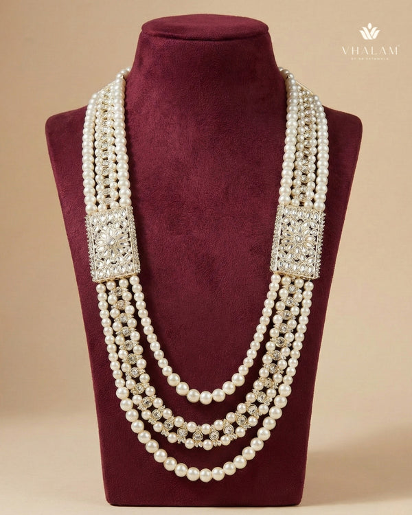 Groom Pearl & Kundan Side Panel Multi-Layer Mala