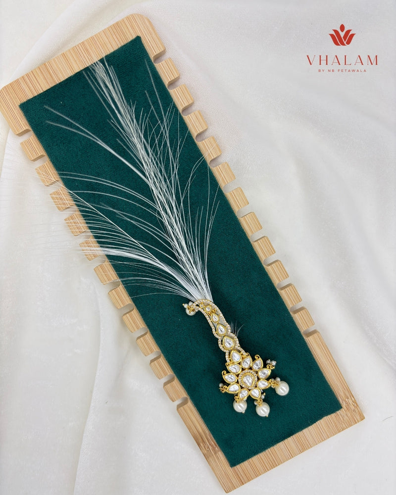 Minimal Crystal Floral Kundan Turban Brooch