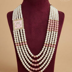 Dulha Pink Meenakari & Pearl Multi-Layer Mala