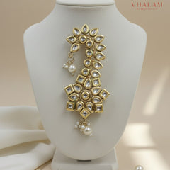 Classic Floral Kundan Turban Brooch with Pearl Detailing