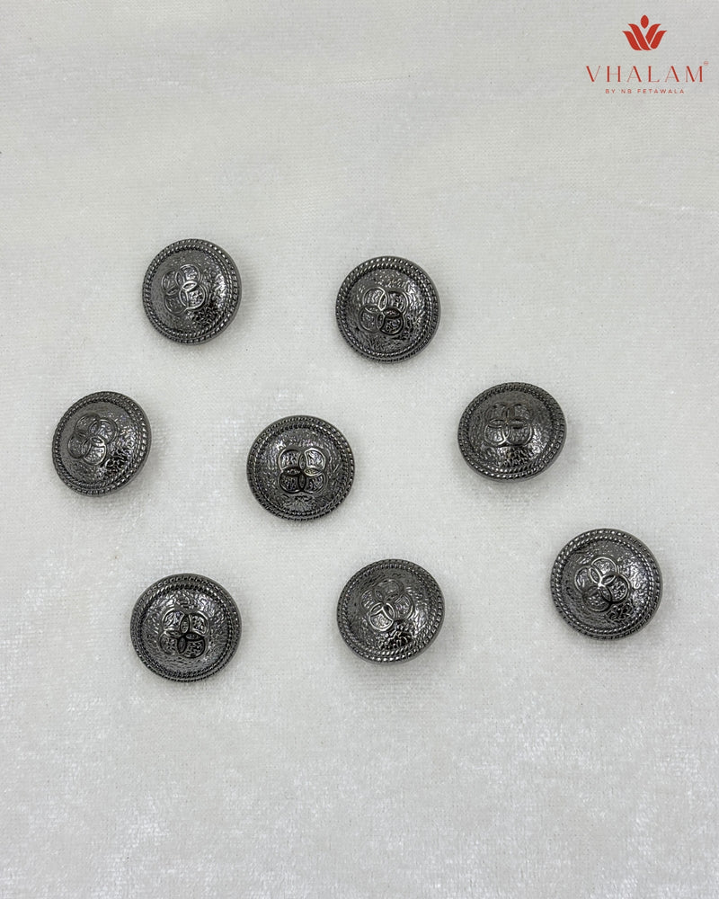 Shahi Barat Antique Silver Brooch & Button Set