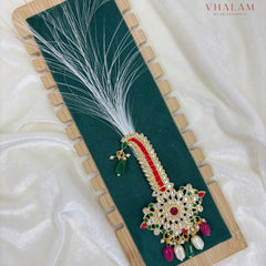 Grand Multicolor Stone and Pearl Turban Brooch