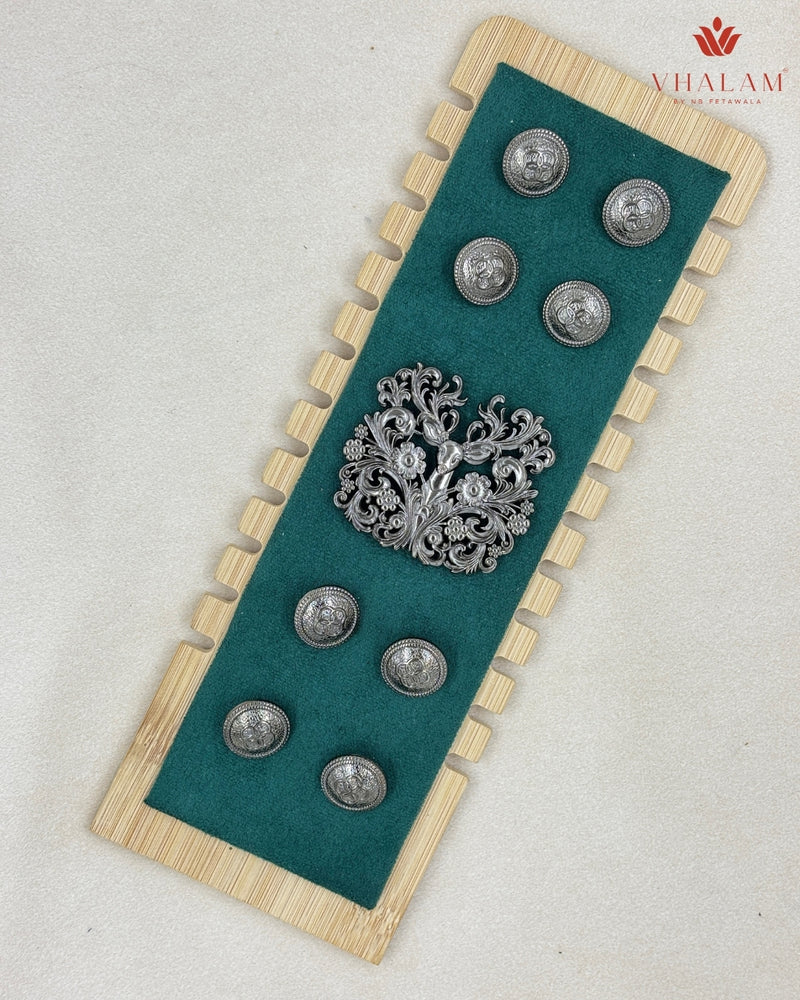 Stag Heritage Silver Button & Brooch Set
