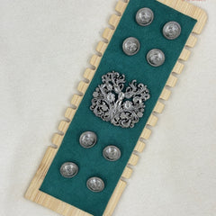 Stag Heritage Silver Button & Brooch Set
