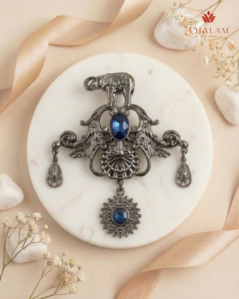 Shahi Gaja Sapphire Chand-Surya Heritage Brooch