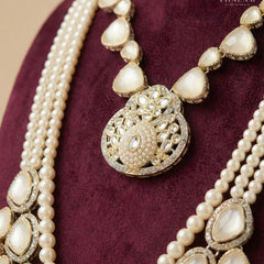 Dulha Pearl & White Stone Double-Layer Mala