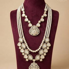 Dulha Pearl & White Stone Double-Layer Mala