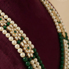 Dulha Green & White Pearl Beaded Layered Mala