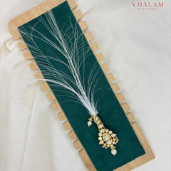 Teardrop Kundan Turban Brooch with Pearl Hangings