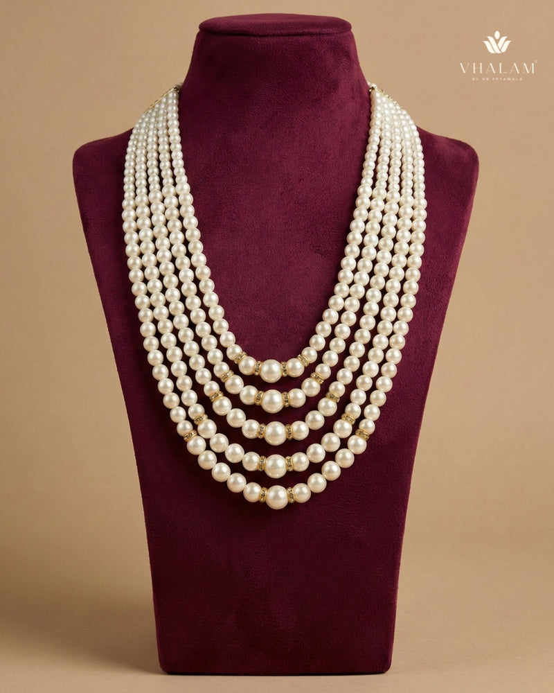 Classic Ivory 5-Layer Pearl Dulha Mala