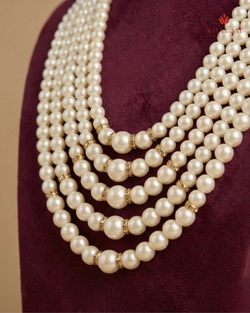Classic Ivory 5-Layer Pearl Dulha Mala