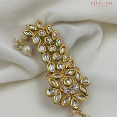 Classic Floral Leaf Design Kundan Safa Brooch